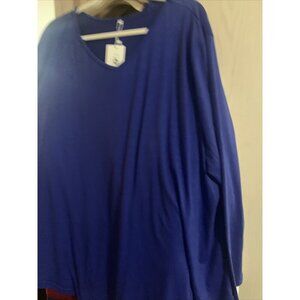 ROSRISS Women's Plus Size V Neck royal blue Color Blouse 26W new long sleeve